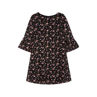 Yumi Girl black Funnel Sleeve Floral Lace Dress